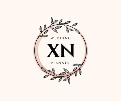 XN Initials letter Wedding monogram logos collection, hand drawn modern minimalistic and floral templates for Invitation cards, Save the Date, elegant identity for restaurant, boutique, cafe in vector