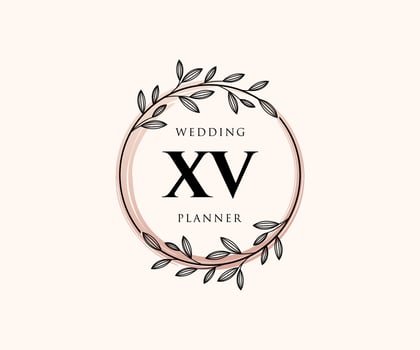 XV Initials letter Wedding monogram logos collection, hand drawn modern minimalistic and floral templates for Invitation cards, Save the Date, elegant identity for restaurant, boutique, cafe in vector