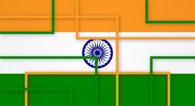 Abstract Geometric Square Stripes Lines Papercut Background with Flag of India vector