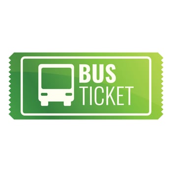 Green bus ticket icon, cartoon style vector