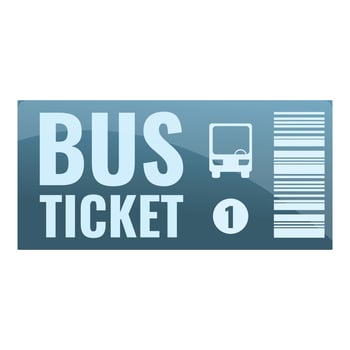 Bus ticket card icon, cartoon style vector
