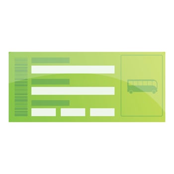 Bus ticket coupon icon, cartoon style vector