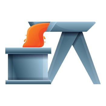 Metallurgy hot iron icon, cartoon style vector