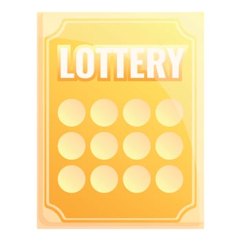 Gold lottery icon, cartoon style vector
