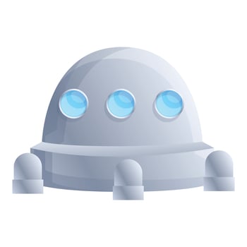 Space station icon, cartoon style vector