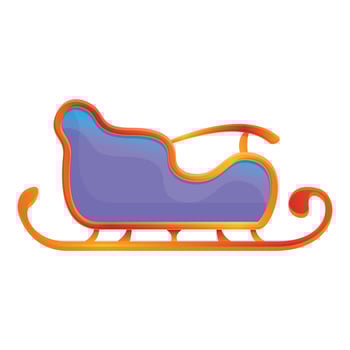 Violet sleigh icon, cartoon style vector