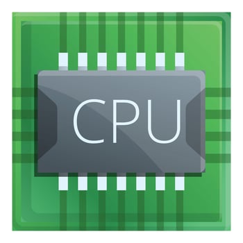 Chip processor icon, cartoon style vector