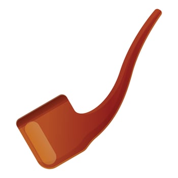 Wood smoking pipe icon, cartoon style vector