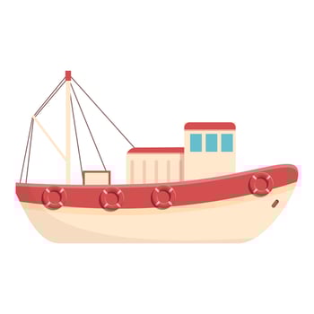 Fishing boat icon, cartoon style vector