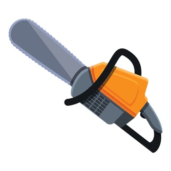 Metal chainsaw icon, cartoon style vector