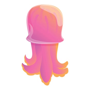Colorful jellyfish icon, cartoon style vector