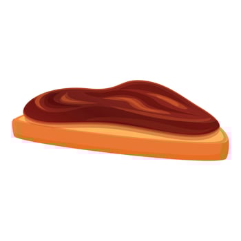 Bread piece chocolate paste icon, cartoon style vector