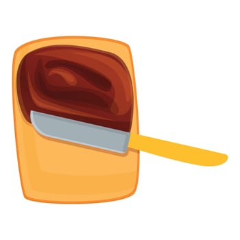Chocolate paste knife icon, cartoon style vector