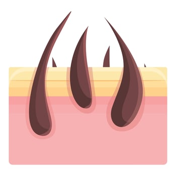 Skin with hair for remove icon, cartoon style vector