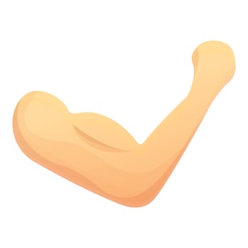 Muscle arm hand icon, cartoon style vector