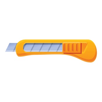 Carpenter stationery knife icon, cartoon style vector