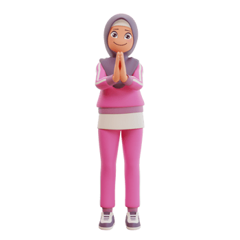 3d render cute muslim woman sporty png