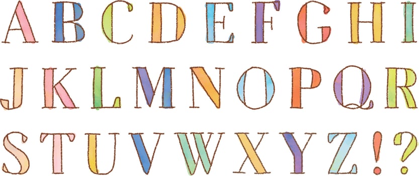 watercolor vector colorful doodle alphabets