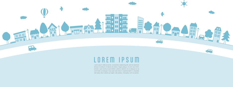 Simple cityscape decoration. vector illustration. scenery around an apartment building