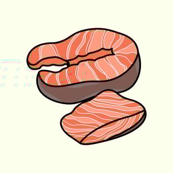 salmon vector illustration. raw fish piece. flat icon.