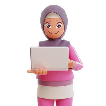 3d render cute muslim woman sporty png