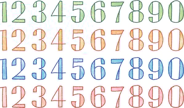 watercolor vector colorful doodle numbers