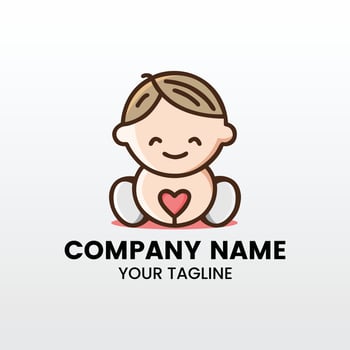 minimalist cute baby inspiring logo template vector