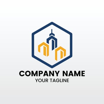 minimalist three buildings tower logo template vector