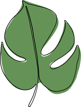 simplicity monstera leaf freehand continuous line drawing png