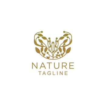 Natural products, flower shop logo icon design template flat vector