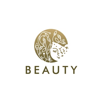beauty gold woman logo template vector