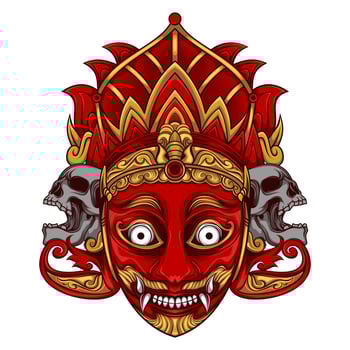 Klana sewandana mask and skull vector illustration