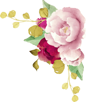 Watercolor Burgundy and Pink Corner Bouquet Flower png