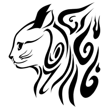 Tribal cat tattoo vector design suitable for stickers, logos, and others