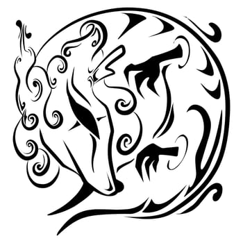Tribal dog tattoo vector design suitable for stickers, logos, and others
