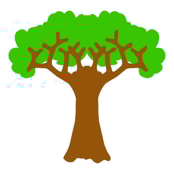 Green tree image vector design with brown trunk suitable for logos, stickers and more