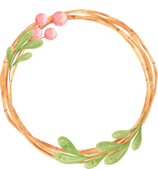 cute Christmas wreath cartoon watercolour png