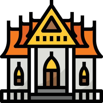 temple religious monk thailand building - filled outline icon vector