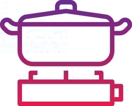 pot boil gas hot kitchen - gradient icon vector