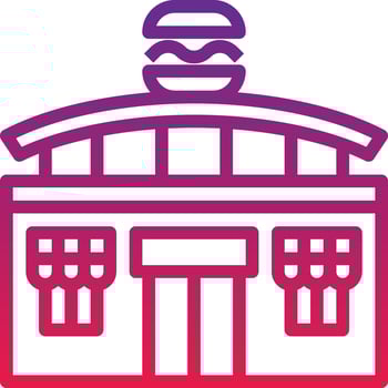 restaurant fast food hamburger eat building - gradient icon vector