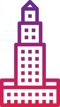 tower hotel skyscraper town building - gradient icon vector