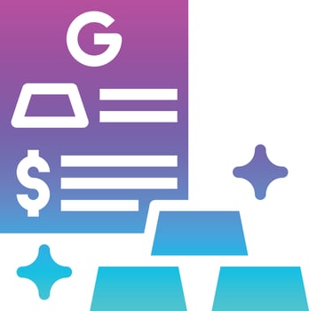 gold investment bar document market - gradient solid icon vector
