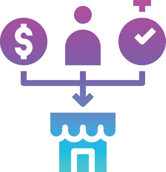 investment money finance management store - gradient solid icon vector