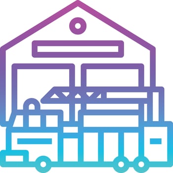 fire station burn car truck building - gradient icon vector