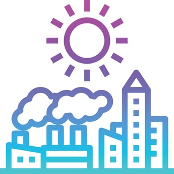 global warming town hot factory ecology - gradient icon vector
