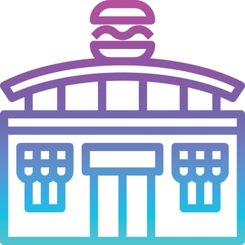 restaurant fast food hamburger eat building - gradient icon vector