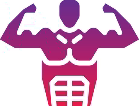 six pack muscle diet nutrition fitness - solid gradient icon vector