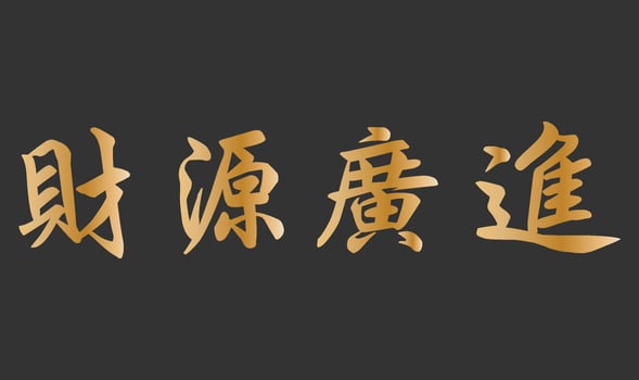 handwriting Chinese character means riches in financial resources vector