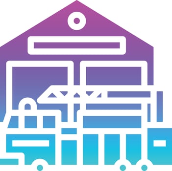 fire station burn car truck building - solid gradient icon vector