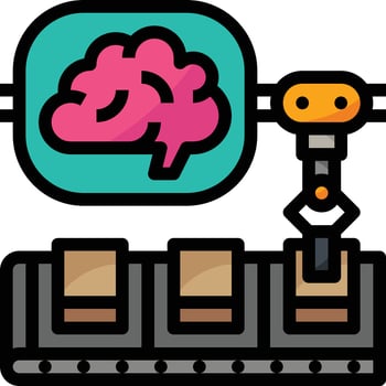 manufacturing factory ai artificial intelligence - filled outline icon vector